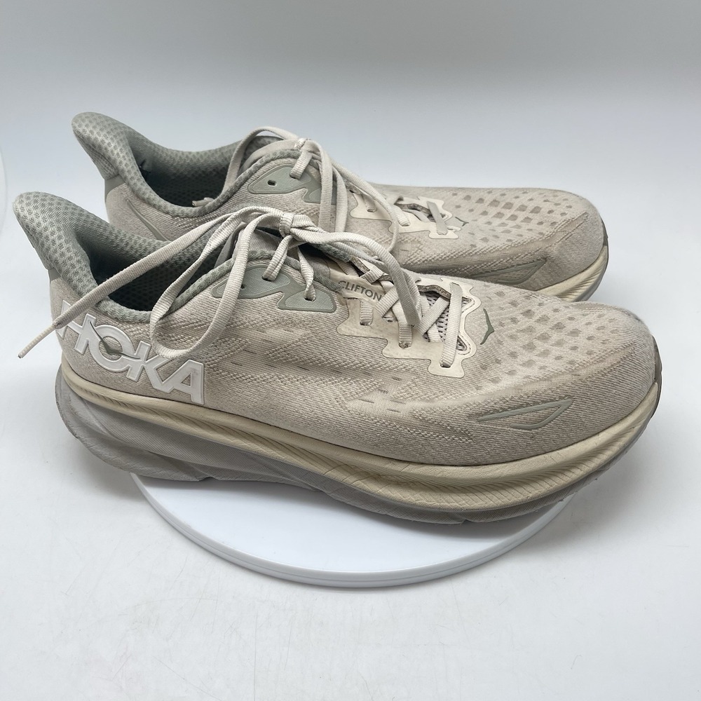 Hoka One One Sneakers Mens 11.5 2E Clifton 9 Beige 1132210 OKB Running Gym Shoes